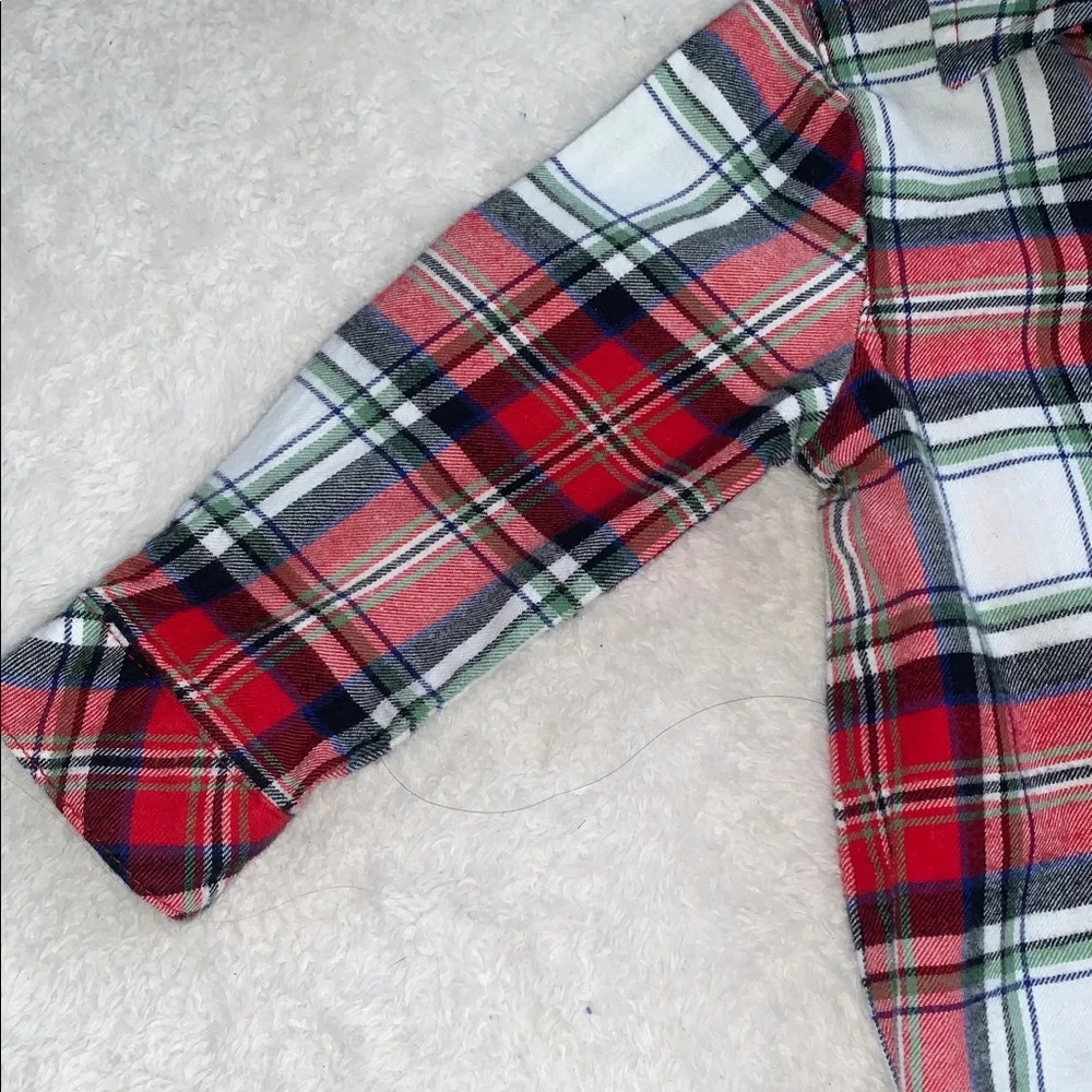 Cat & Jack Red Flannel Button Down Onesie 6-9M Baby Boy EUC